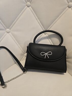 Black Crossbody Bag With Silver Hardware